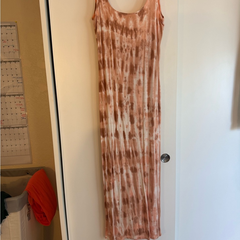 Billabong Tie-Dye Midi Dress in Brown and Cream